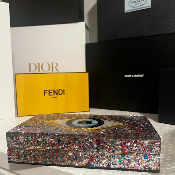 Multicolor Evil Eye Clutch/Purse-Comes with removable chain strap - Picture 7 of 7